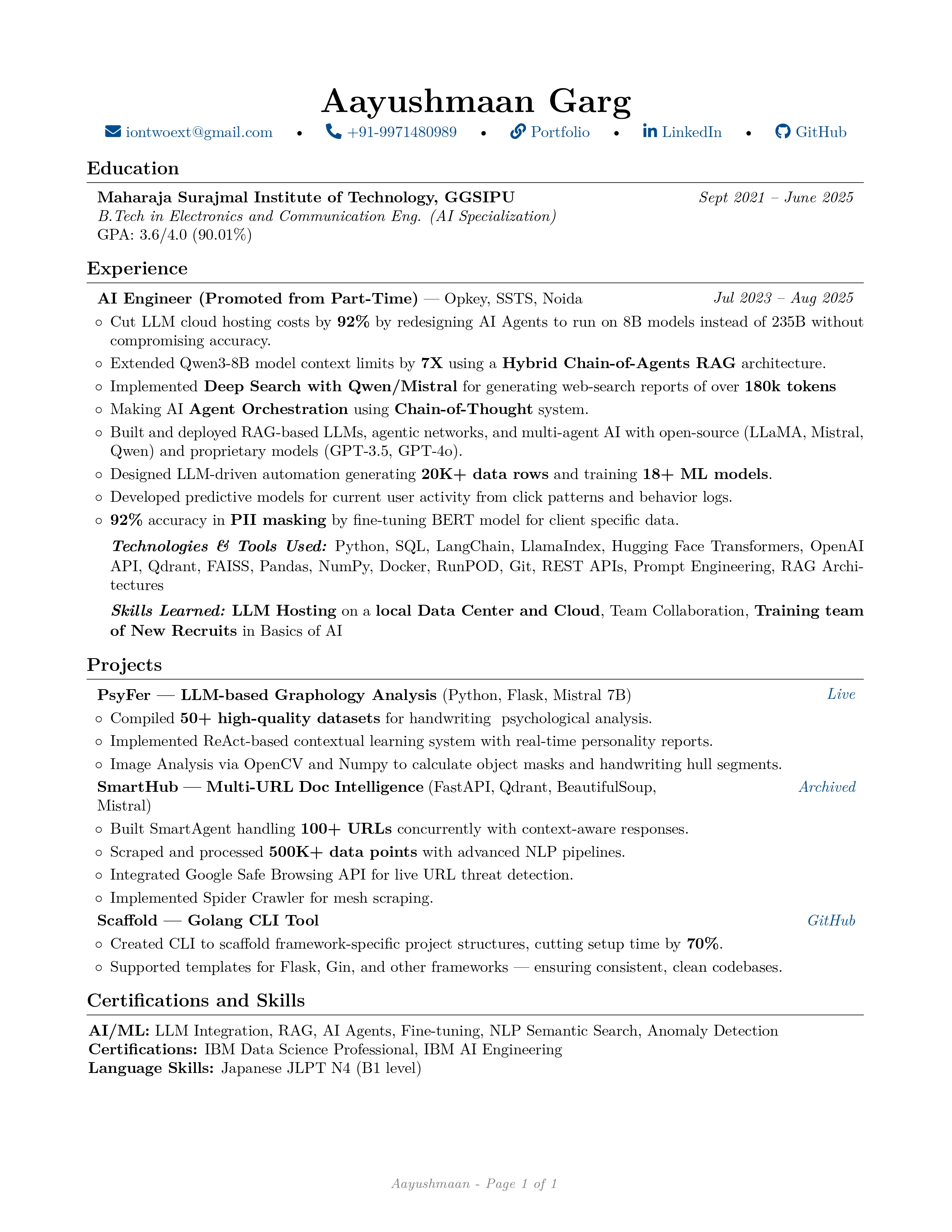 Resume Page